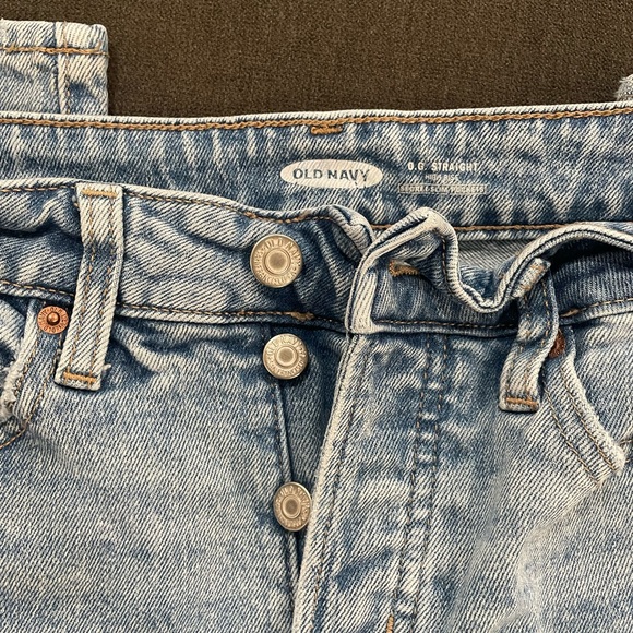 Old Navy button up distressed size 0 high rise straight leg - Picture 4 of 9